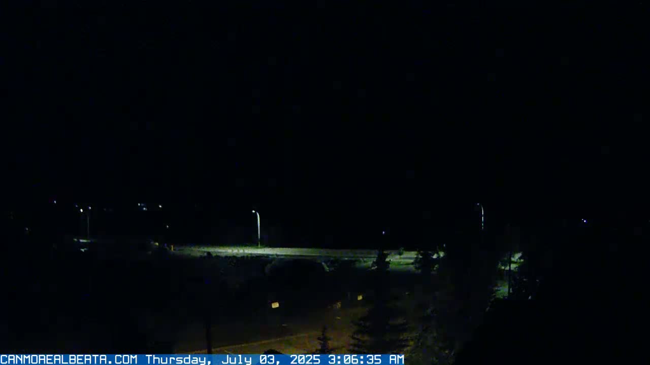 Canmore, Three Sisters Mountains View from Canmore City Live Cam - Canmore, Alberta's Rockies, Alberta, Canada