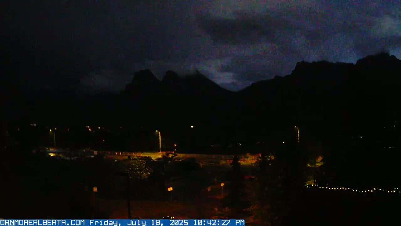 Canmore, Three Sisters Mountains View from Canmore City Live Cam - Canmore, Alberta's Rockies, Alberta, Canada
