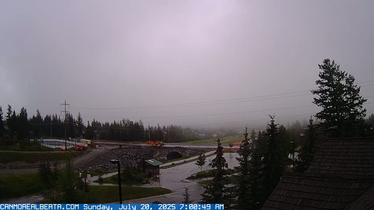 Canmore, Three Sisters Mountains View from Canmore City Live Cam - Canmore, Alberta's Rockies, Alberta, Canada
