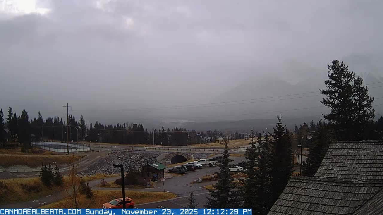 Canmore, Three Sisters Mountains View from Canmore City Live Cam - Canmore, Alberta's Rockies, Alberta, Canada
