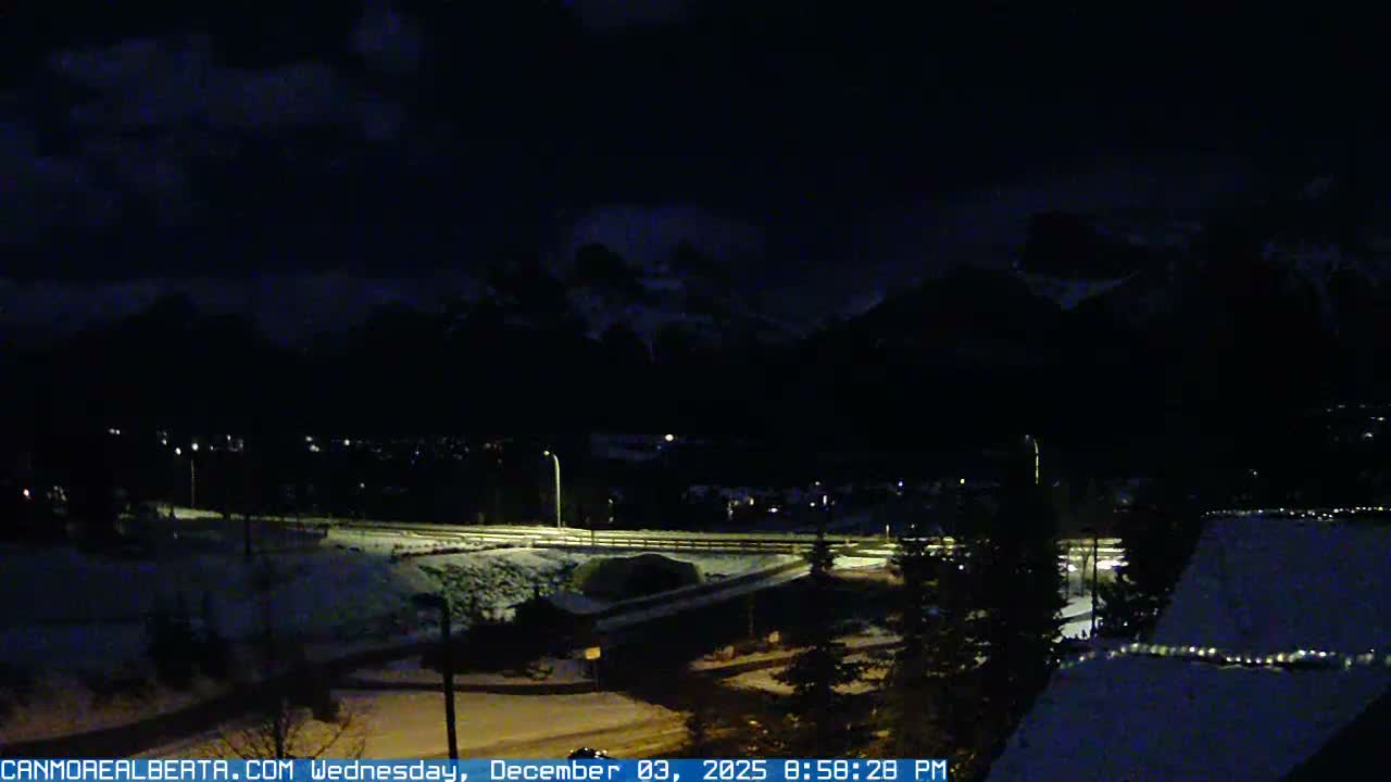 Canmore, Three Sisters Mountains View from Canmore City Live Cam - Canmore, Alberta's Rockies, Alberta, Canada