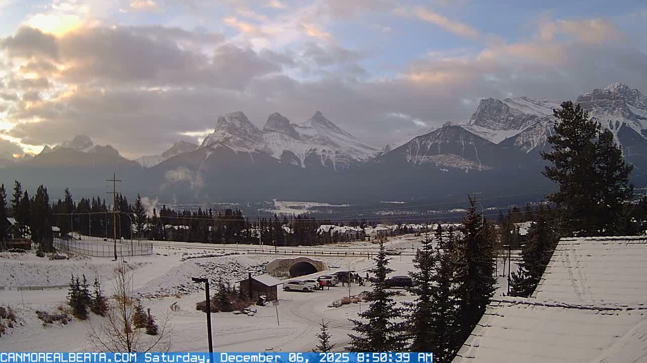 Canmore, Three Sisters Mountains View from Canmore City Live Cam - Canmore, Alberta's Rockies, Alberta, Canada