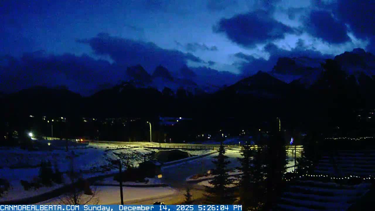 Canmore, Three Sisters Mountains View from Canmore City Live Cam - Canmore, Alberta's Rockies, Alberta, Canada