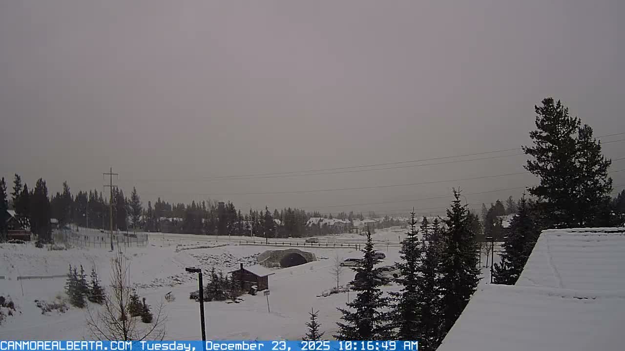 Canmore, Three Sisters Mountains View from Canmore City Live Cam - Canmore, Alberta's Rockies, Alberta, Canada