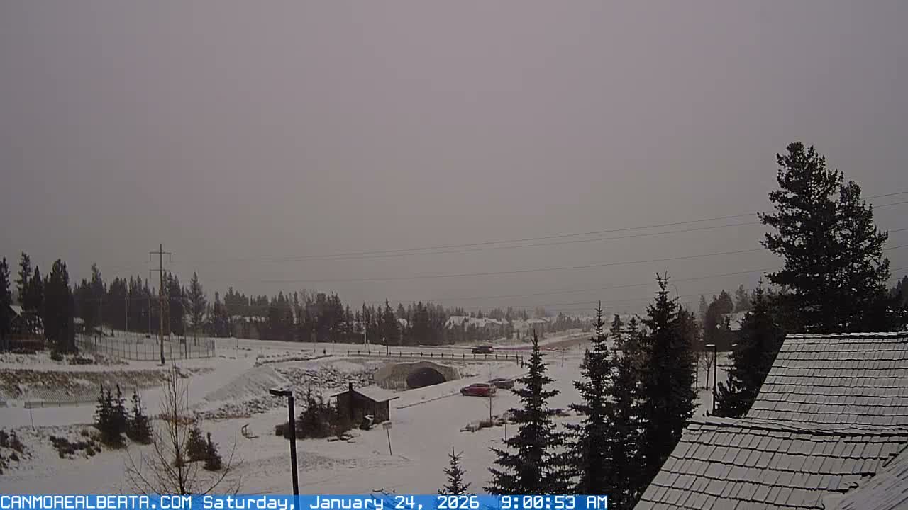 Canmore, Three Sisters Mountains View from Canmore City Live Cam - Canmore, Alberta's Rockies, Alberta, Canada