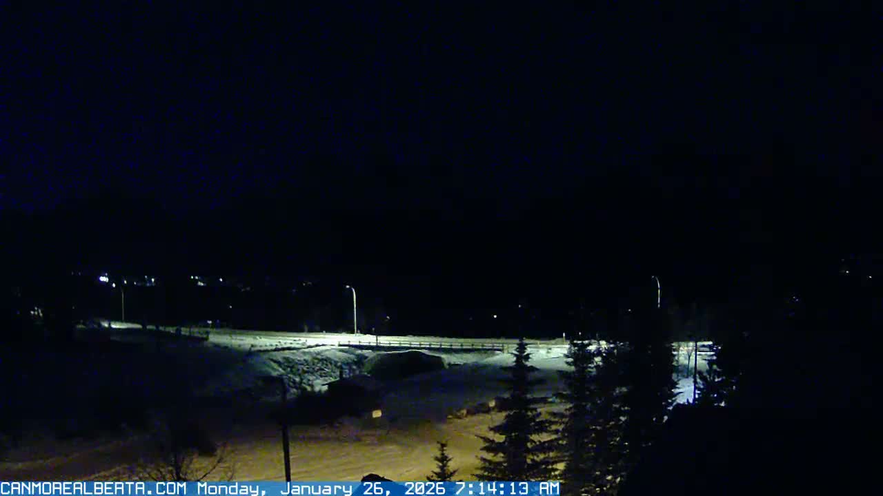 Canmore, Three Sisters Mountains View from Canmore City Live Cam - Canmore, Alberta's Rockies, Alberta, Canada