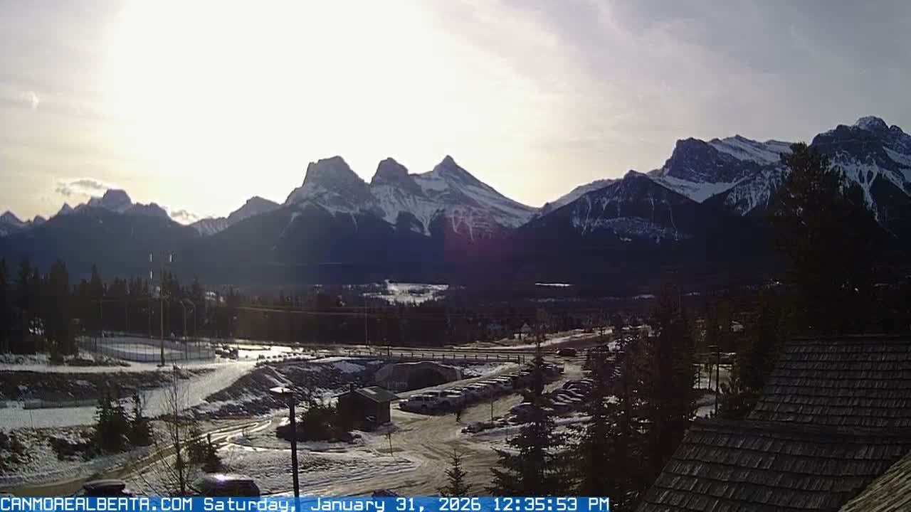 Canmore, Three Sisters Mountains View from Canmore City Live Cam - Canmore, Alberta's Rockies, Alberta, Canada