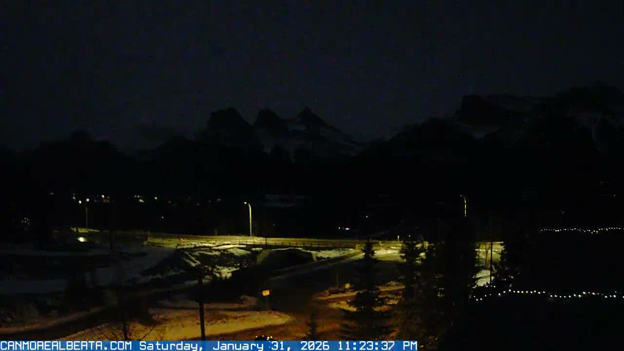 Canmore, Three Sisters Mountains View from Canmore City Live Cam - Canmore, Alberta's Rockies, Alberta, Canada