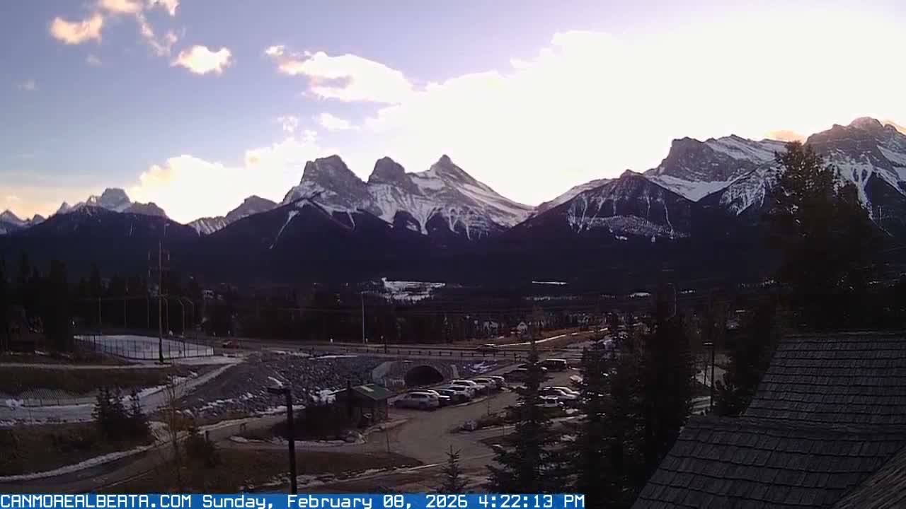 Canmore, Three Sisters Mountains View from Canmore City Live Cam - Canmore, Alberta's Rockies, Alberta, Canada