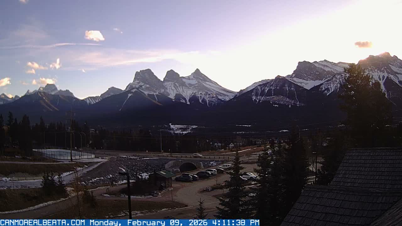 Canmore, Three Sisters Mountains View from Canmore City Live Cam - Canmore, Alberta's Rockies, Alberta, Canada
