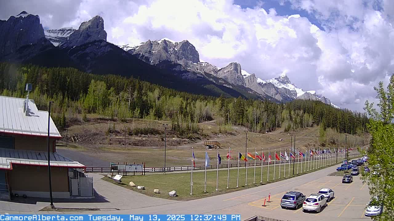 Canmore Nordic Centre Ski Slope & Mt. Rundle View Live Cam - Canmore, Alberta's Rockies, Alberta, Canada