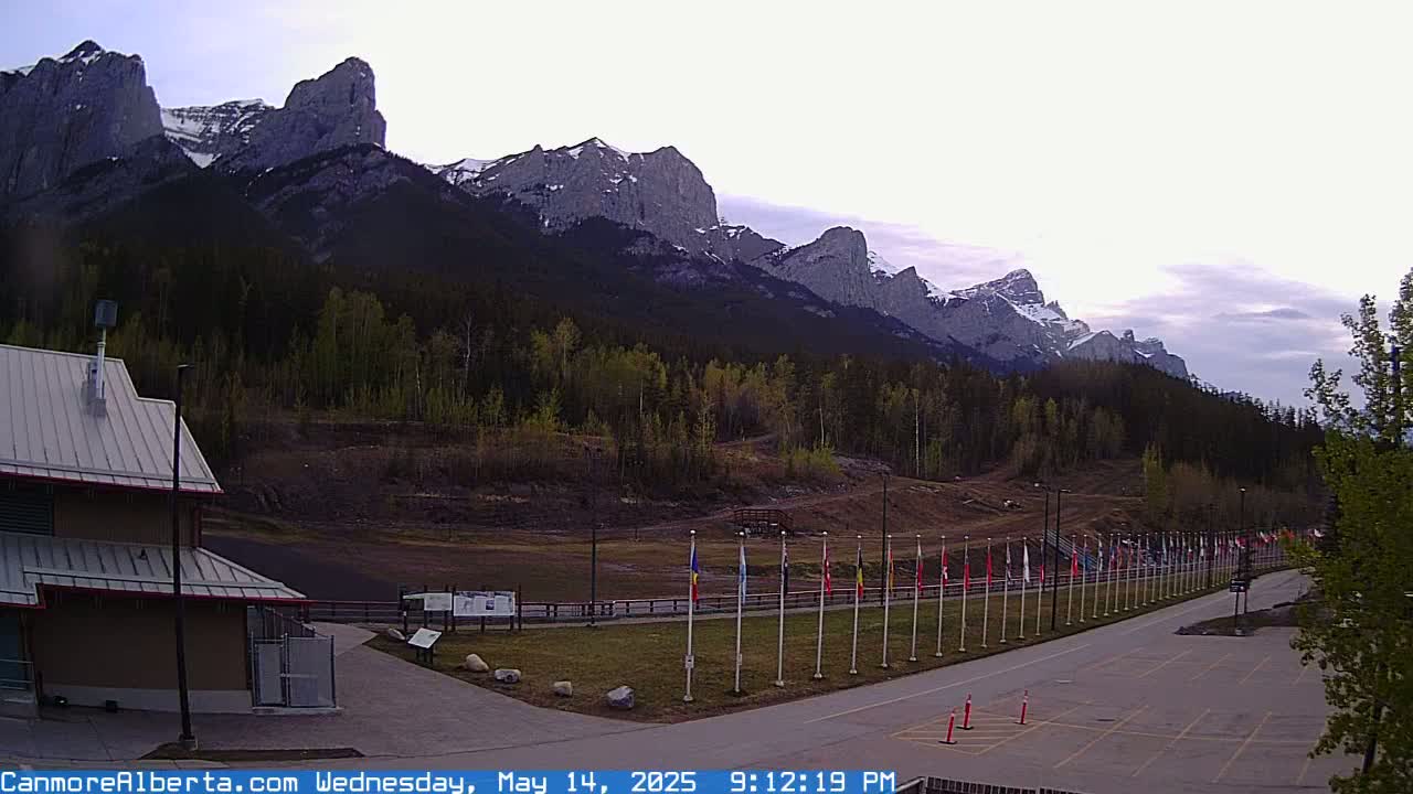 Canmore Nordic Centre Ski Slope & Mt. Rundle View Live Cam - Canmore, Alberta's Rockies, Alberta, Canada
