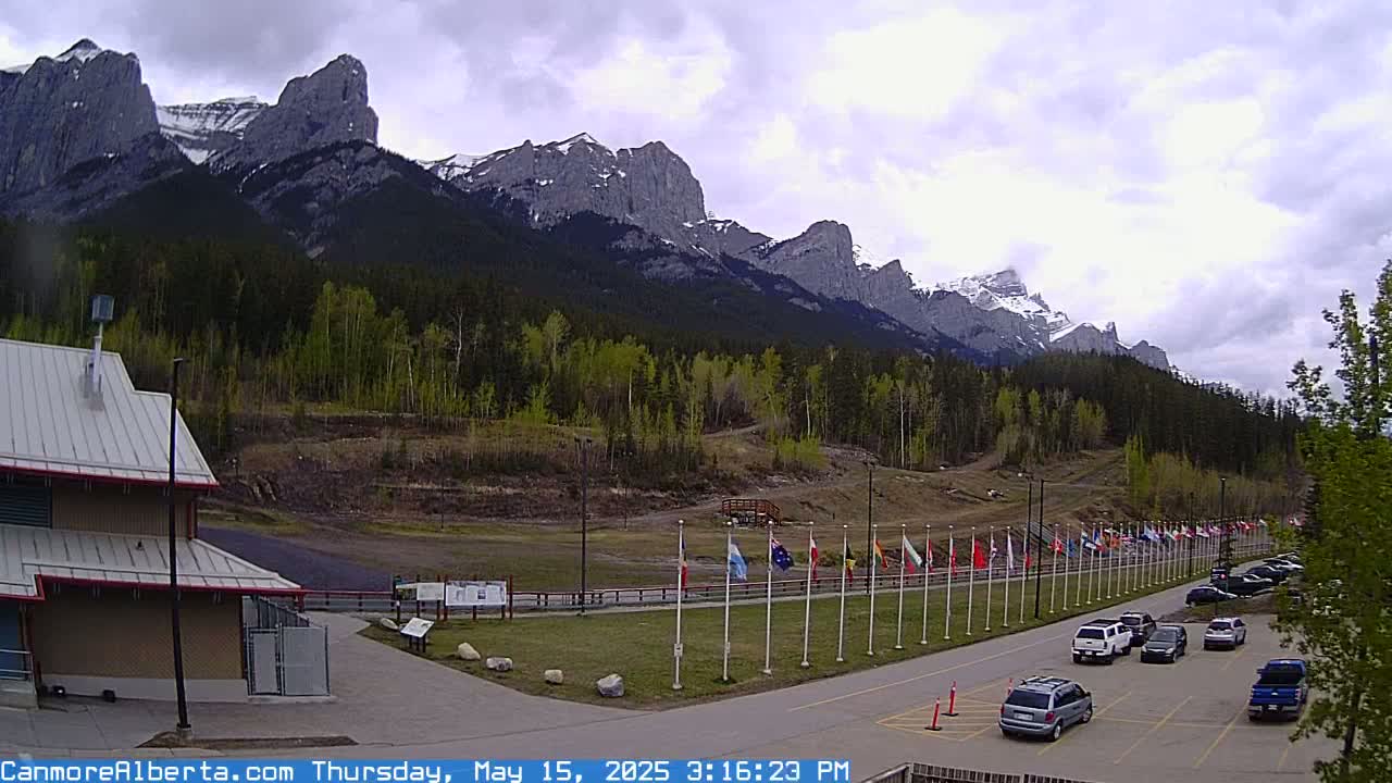 Canmore Nordic Centre Ski Slope & Mt. Rundle View Live Cam - Canmore, Alberta's Rockies, Alberta, Canada