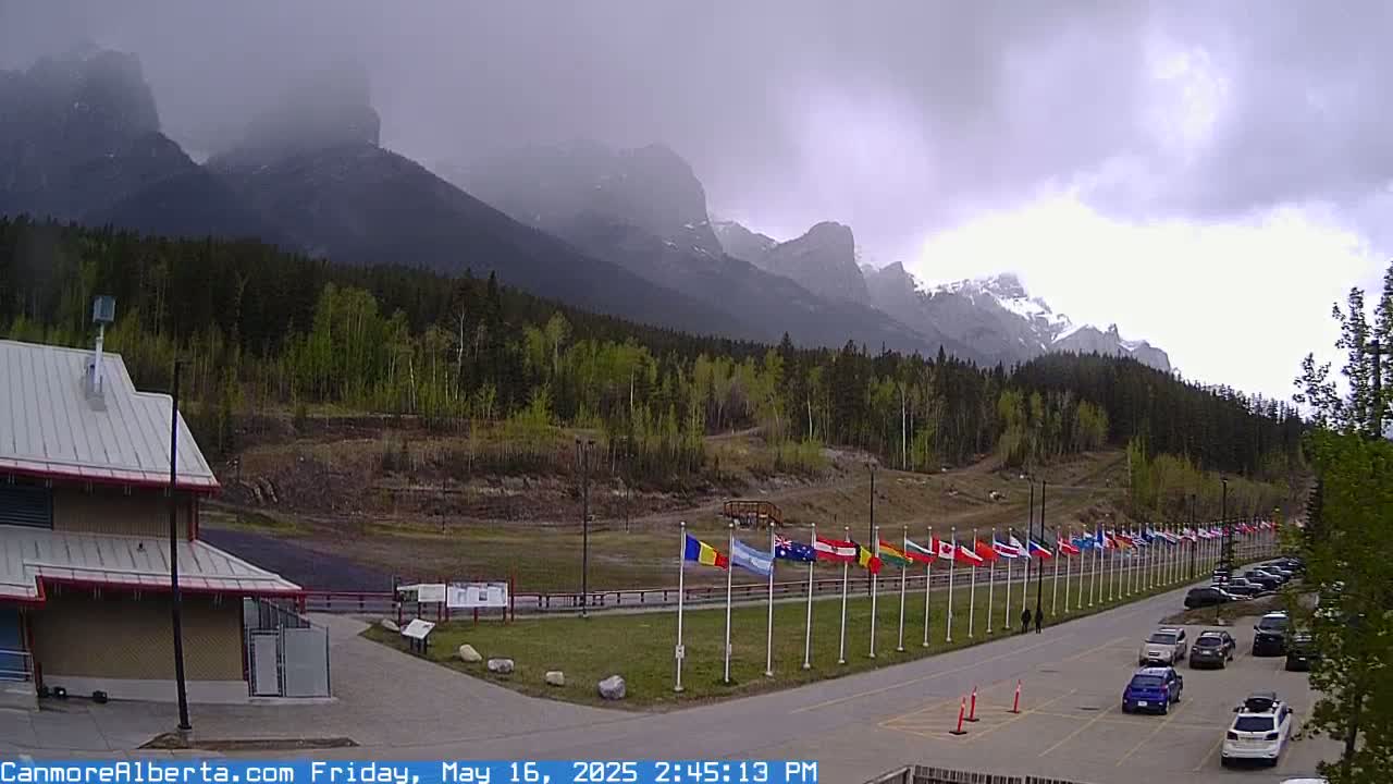 Canmore Nordic Centre Ski Slope & Mt. Rundle View Live Cam - Canmore, Alberta's Rockies, Alberta, Canada