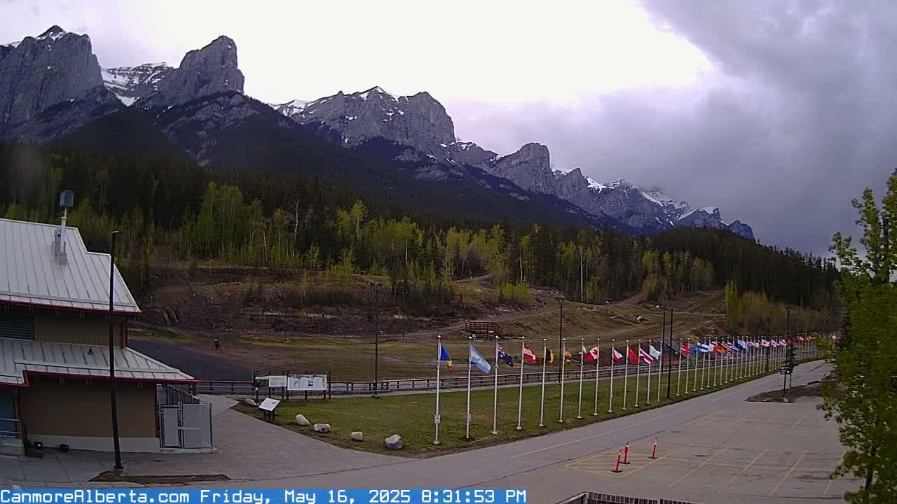 Canmore Nordic Centre Ski Slope & Mt. Rundle View Live Cam - Canmore, Alberta's Rockies, Alberta, Canada