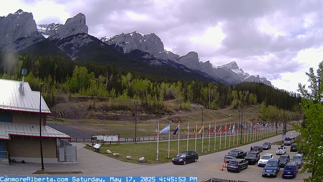 Canmore Nordic Centre Ski Slope & Mt. Rundle View Live Cam - Canmore, Alberta's Rockies, Alberta, Canada