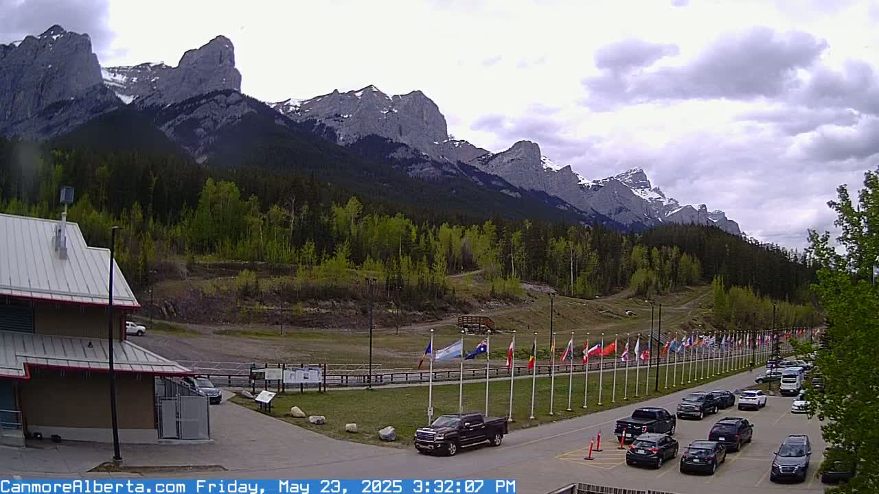 Canmore Nordic Centre Ski Slope & Mt. Rundle View Live Cam - Canmore, Alberta's Rockies, Alberta, Canada