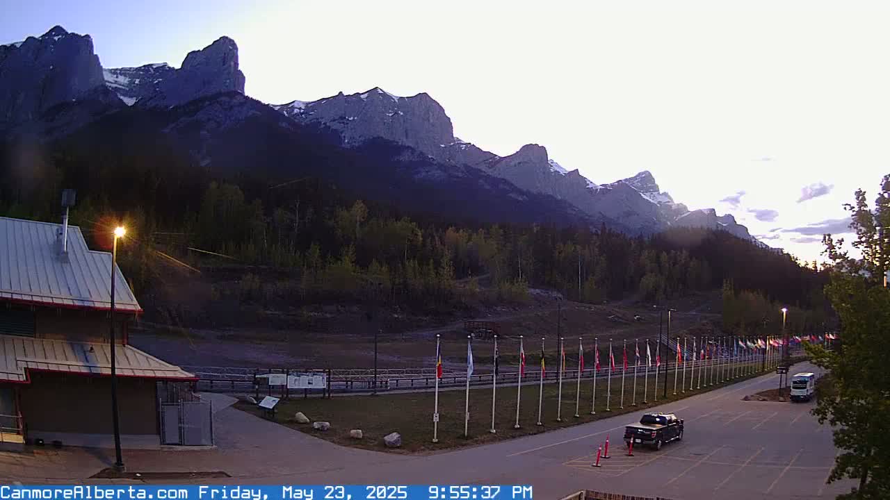 Canmore Nordic Centre Ski Slope & Mt. Rundle View Live Cam - Canmore, Alberta's Rockies, Alberta, Canada