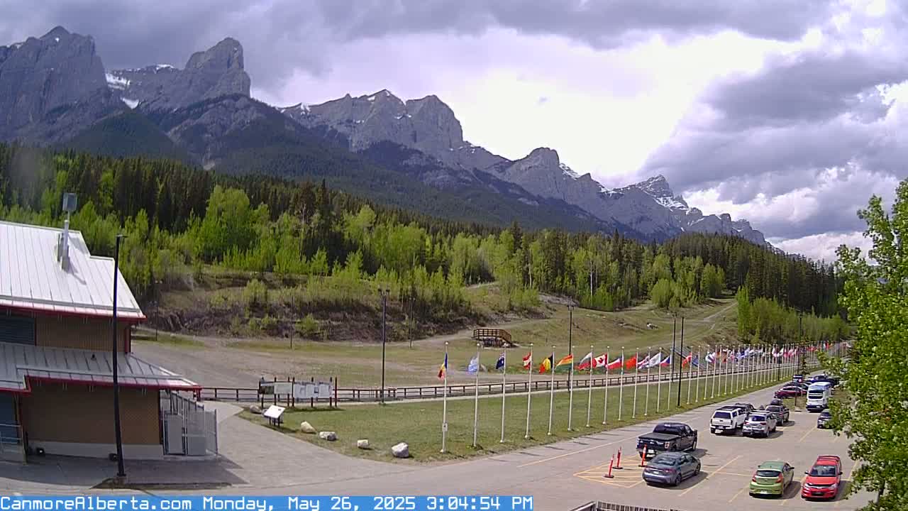 Canmore Nordic Centre Ski Slope & Mt. Rundle View Live Cam - Canmore, Alberta's Rockies, Alberta, Canada
