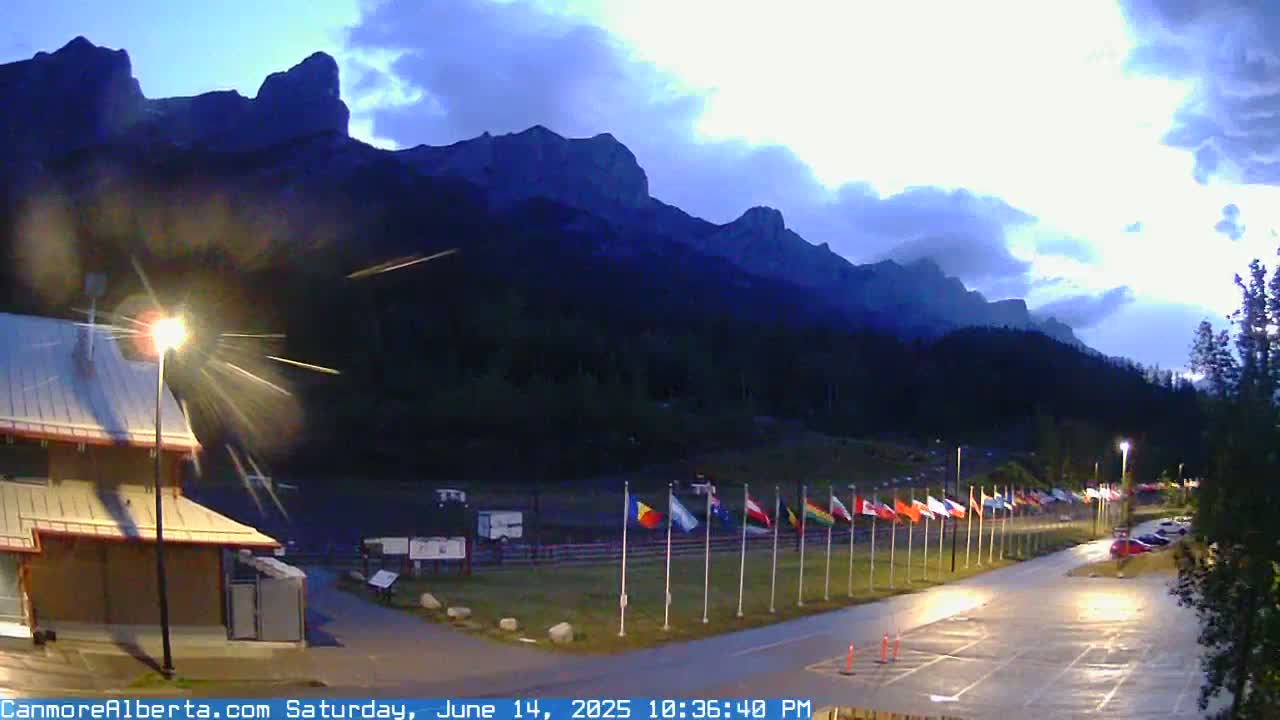 Canmore Nordic Centre Ski Slope & Mt. Rundle View Live Cam - Canmore, Alberta's Rockies, Alberta, Canada