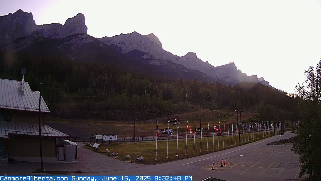 Canmore Nordic Centre Ski Slope & Mt. Rundle View Live Cam - Canmore, Alberta's Rockies, Alberta, Canada