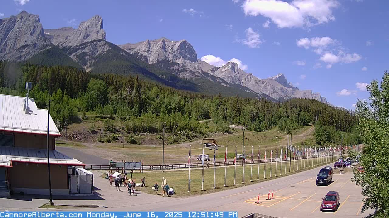 Canmore Nordic Centre Ski Slope & Mt. Rundle View Live Cam - Canmore, Alberta's Rockies, Alberta, Canada