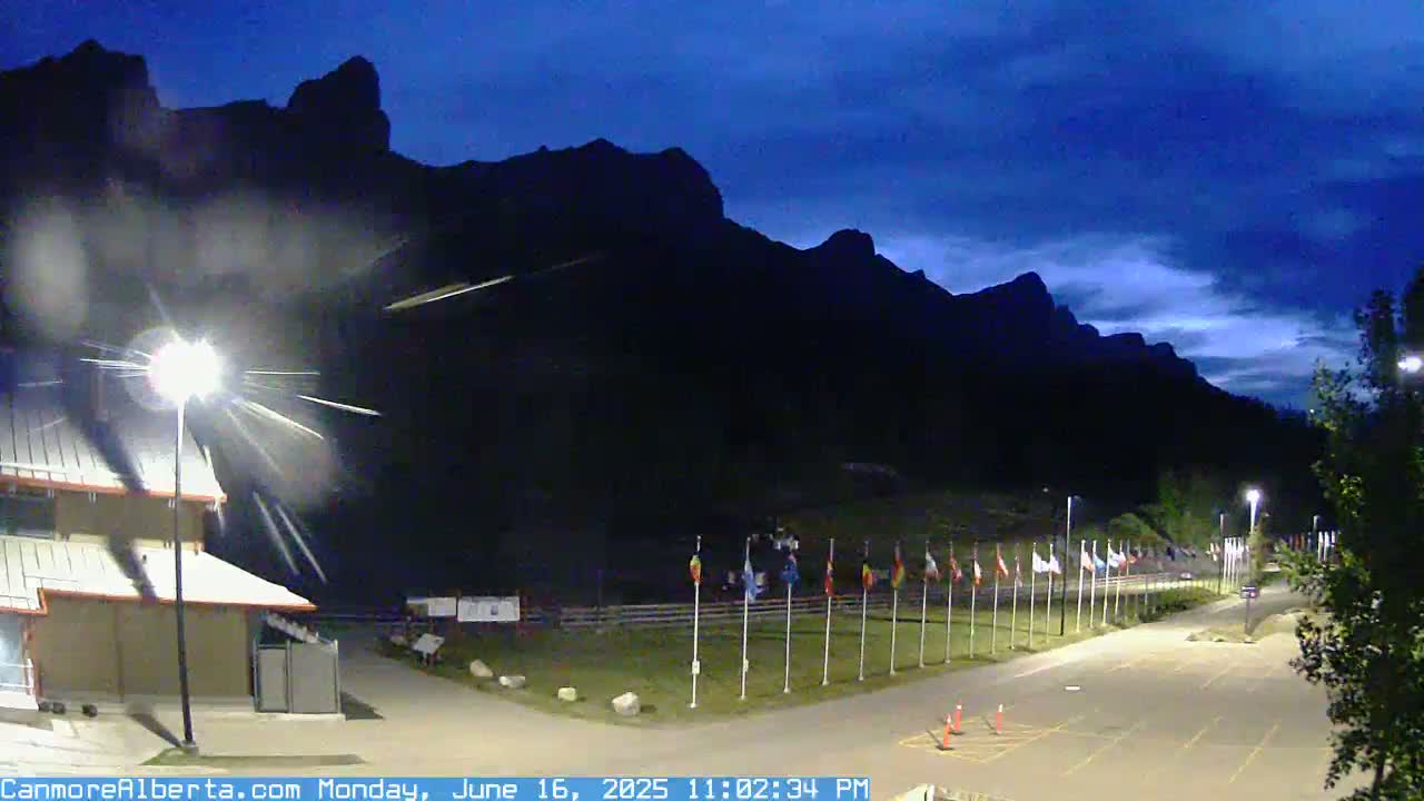 Canmore Nordic Centre Ski Slope & Mt. Rundle View Live Cam - Canmore, Alberta's Rockies, Alberta, Canada