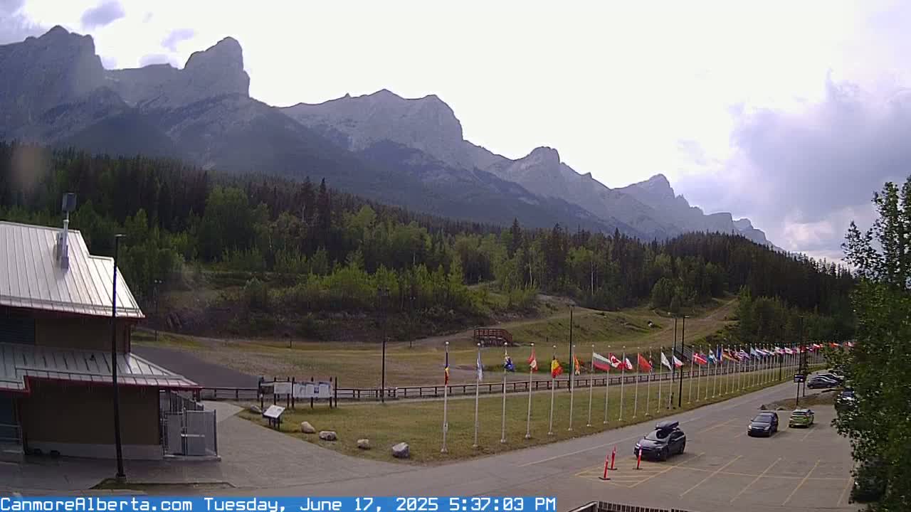 Canmore Nordic Centre Ski Slope & Mt. Rundle View Live Cam - Canmore, Alberta's Rockies, Alberta, Canada