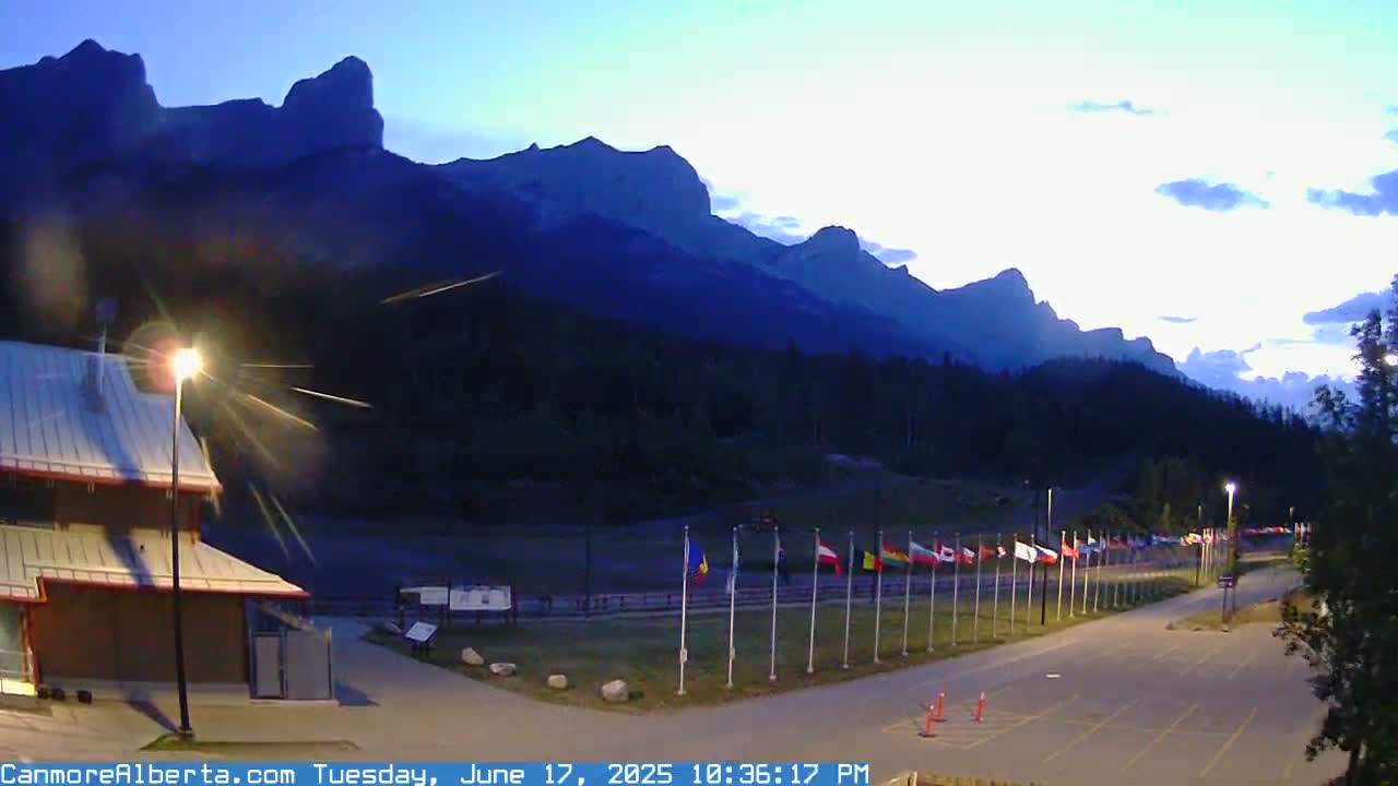 Canmore Nordic Centre Ski Slope & Mt. Rundle View Live Cam - Canmore, Alberta's Rockies, Alberta, Canada