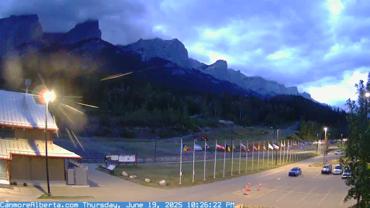 Canmore Nordic Centre Ski Slope & Mt. Rundle View Live Cam - Canmore, Alberta's Rockies, Alberta, Canada