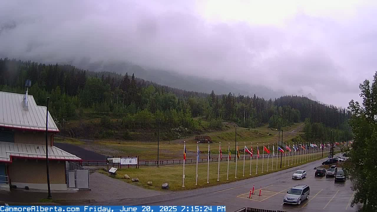 Canmore Nordic Centre Ski Slope & Mt. Rundle View Live Cam - Canmore, Alberta's Rockies, Alberta, Canada