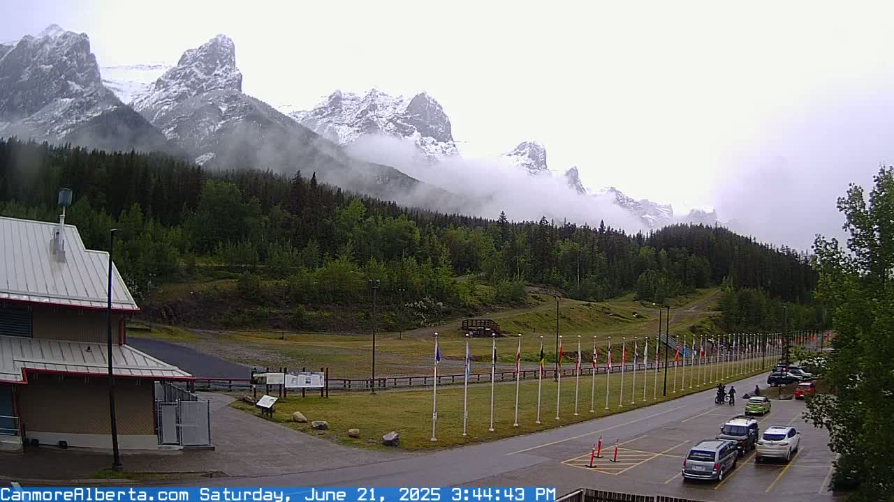 Canmore Nordic Centre Ski Slope & Mt. Rundle View Live Cam - Canmore, Alberta's Rockies, Alberta, Canada