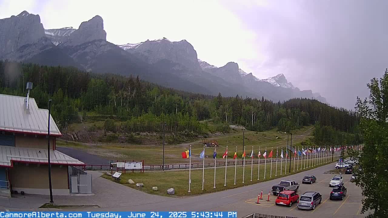 Canmore Nordic Centre Ski Slope & Mt. Rundle View Live Cam - Canmore, Alberta's Rockies, Alberta, Canada