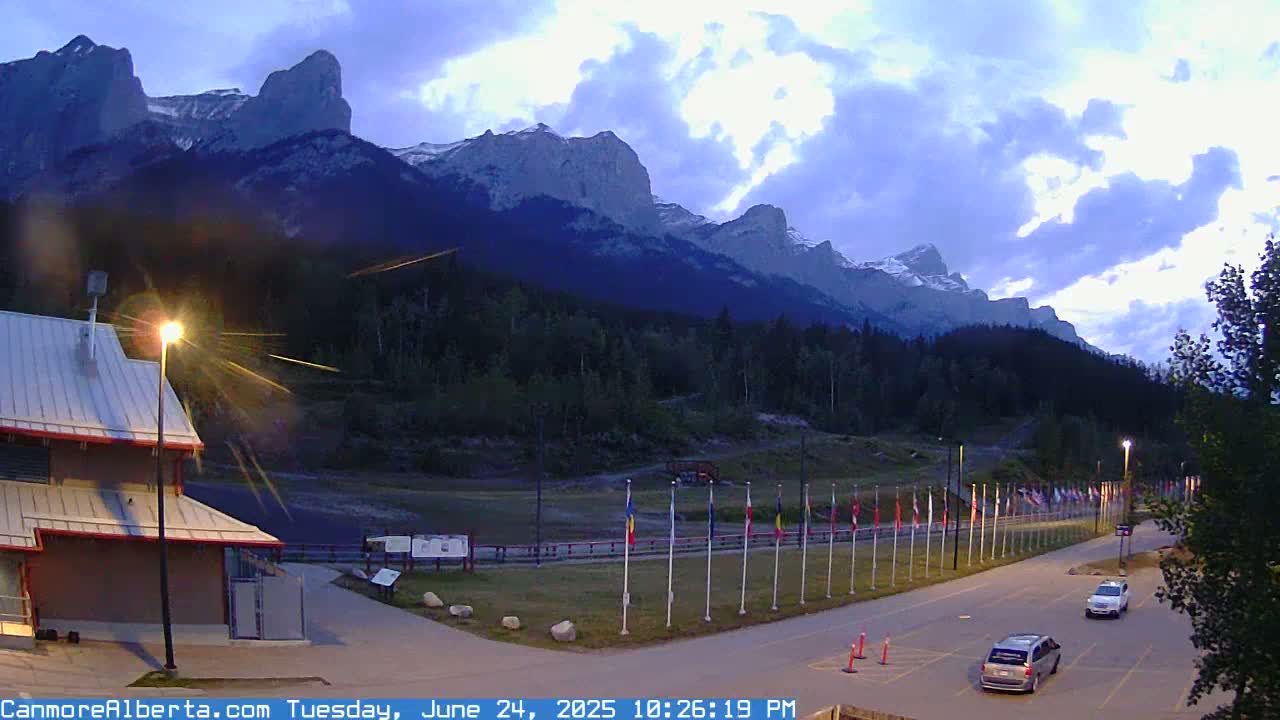 Canmore Nordic Centre Ski Slope & Mt. Rundle View Live Cam - Canmore, Alberta's Rockies, Alberta, Canada