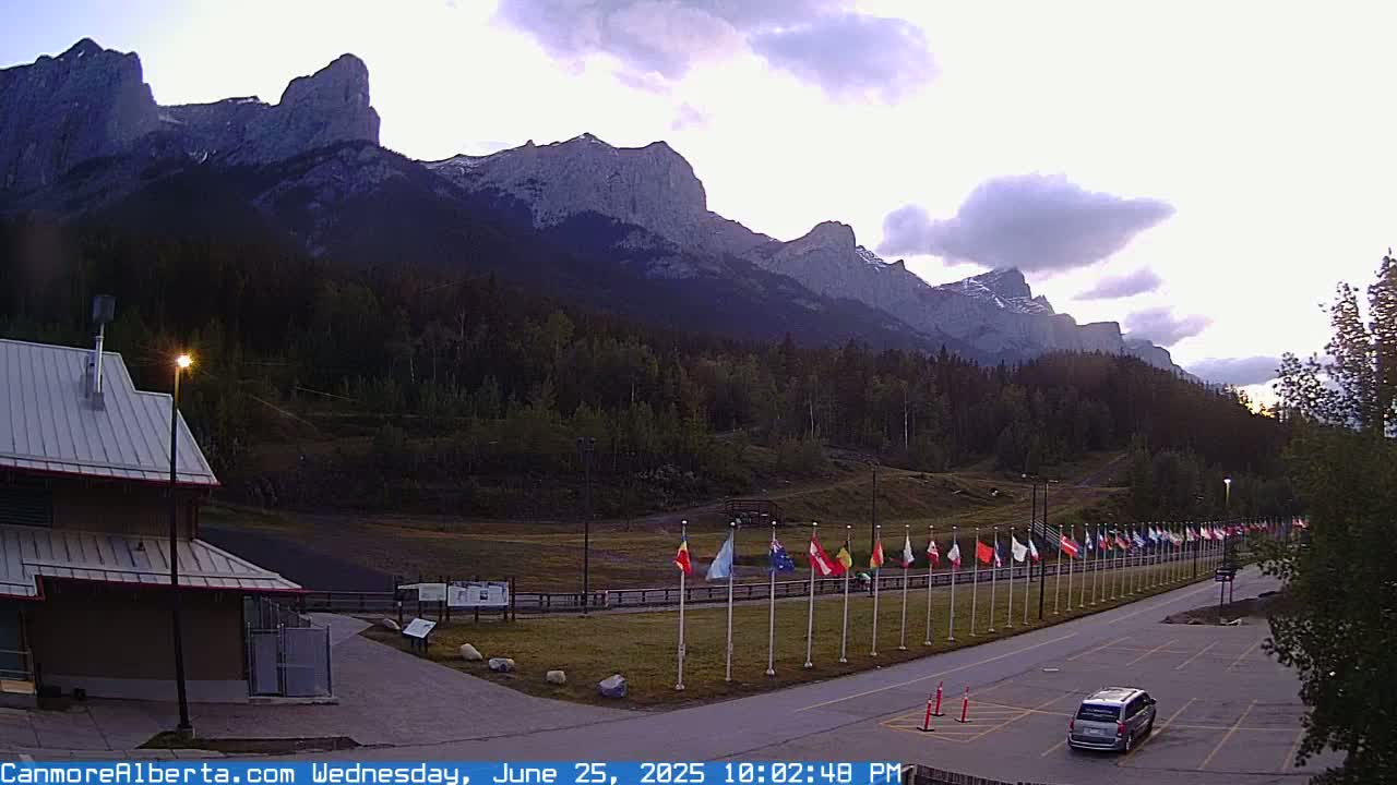 Canmore Nordic Centre Ski Slope & Mt. Rundle View Live Cam - Canmore, Alberta's Rockies, Alberta, Canada