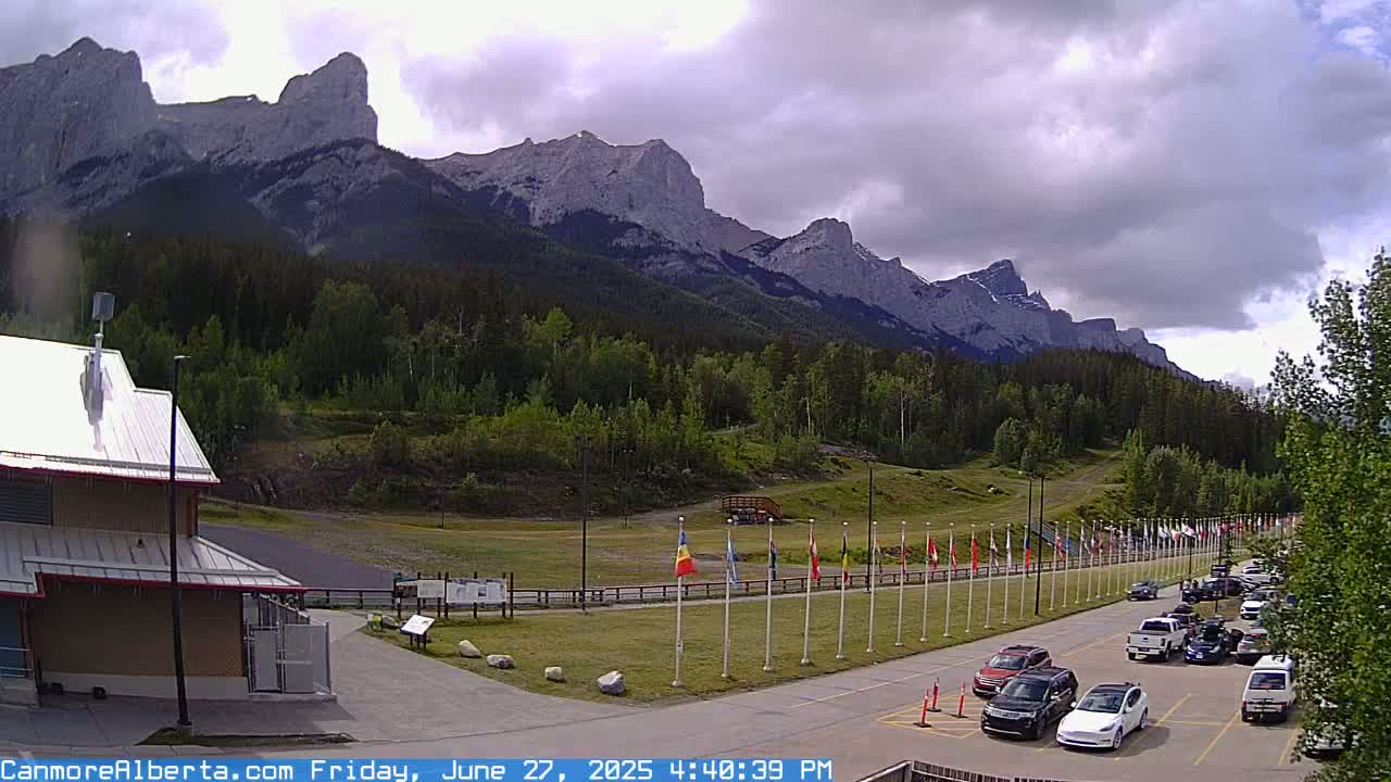 Canmore Nordic Centre Ski Slope & Mt. Rundle View Live Cam - Canmore, Alberta's Rockies, Alberta, Canada
