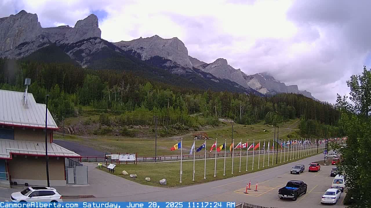 Canmore Nordic Centre Ski Slope & Mt. Rundle View Live Cam - Canmore, Alberta's Rockies, Alberta, Canada