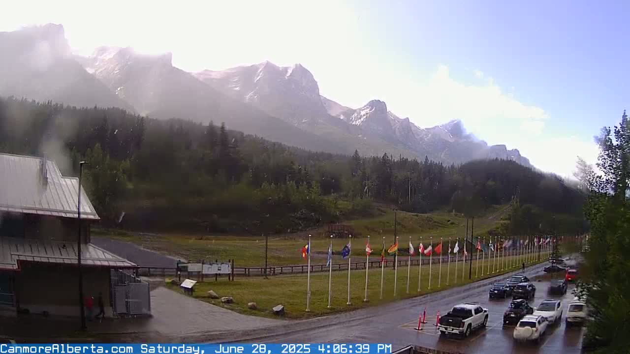 Canmore Nordic Centre Ski Slope & Mt. Rundle View Live Cam - Canmore, Alberta's Rockies, Alberta, Canada