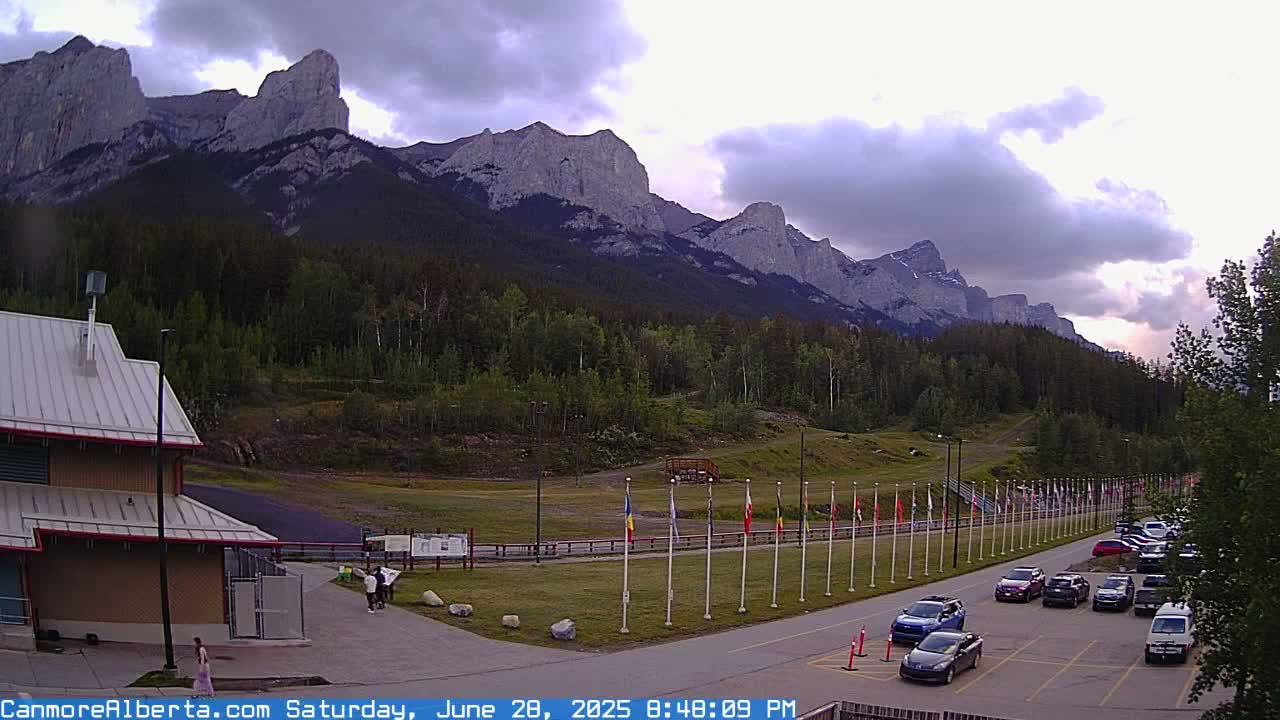 Canmore Nordic Centre Ski Slope & Mt. Rundle View Live Cam - Canmore, Alberta's Rockies, Alberta, Canada