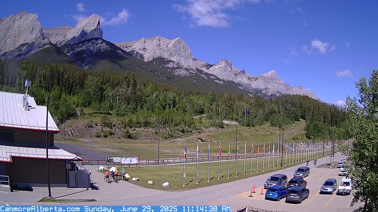 Canmore Nordic Centre Ski Slope & Mt. Rundle View Live Cam - Canmore, Alberta's Rockies, Alberta, Canada