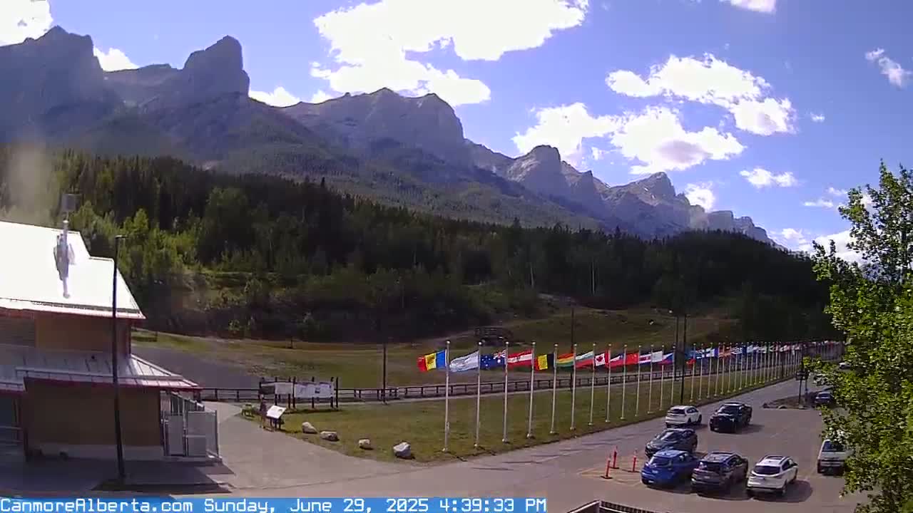 Canmore Nordic Centre Ski Slope & Mt. Rundle View Live Cam - Canmore, Alberta's Rockies, Alberta, Canada