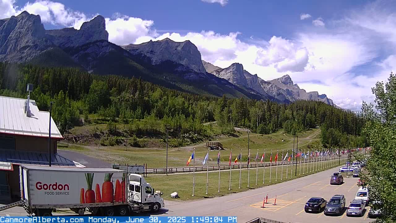 Canmore Nordic Centre Ski Slope & Mt. Rundle View Live Cam - Canmore, Alberta's Rockies, Alberta, Canada