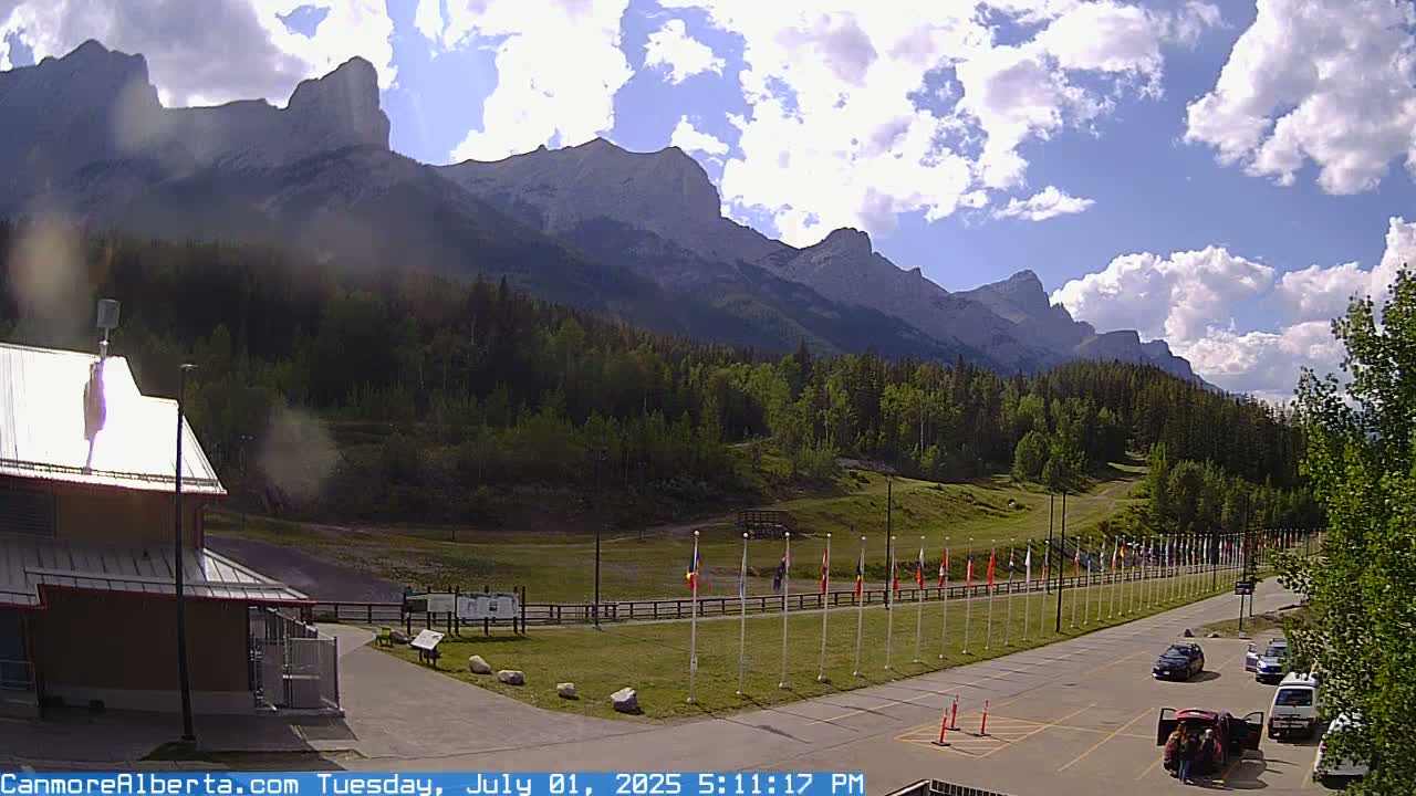 Canmore Nordic Centre Ski Slope & Mt. Rundle View Live Cam - Canmore, Alberta's Rockies, Alberta, Canada