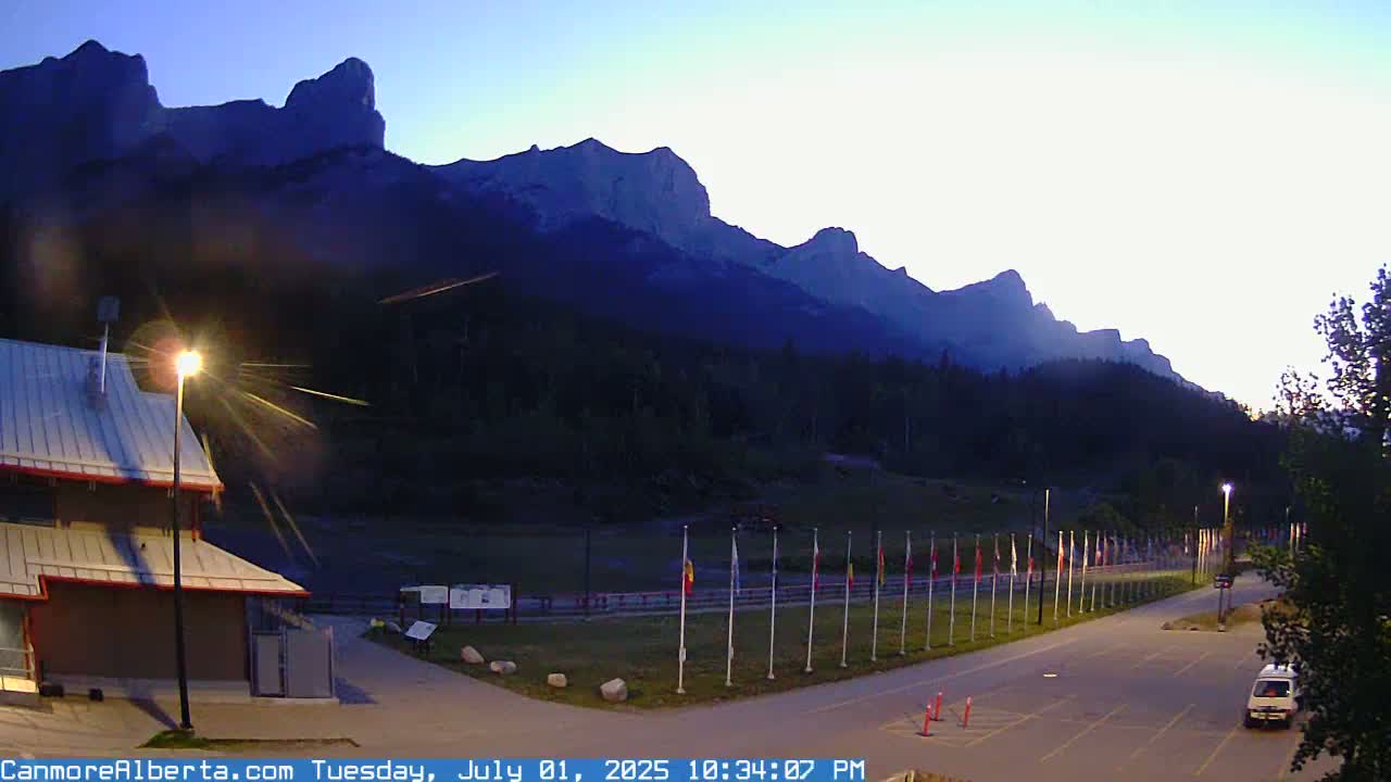 Canmore Nordic Centre Ski Slope & Mt. Rundle View Live Cam - Canmore, Alberta's Rockies, Alberta, Canada