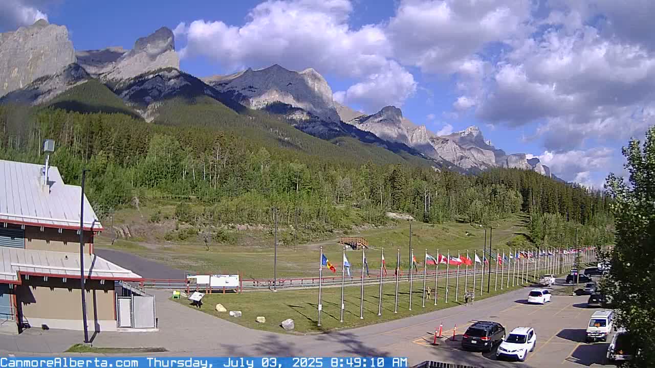 Canmore Nordic Centre Ski Slope & Mt. Rundle View Live Cam - Canmore, Alberta's Rockies, Alberta, Canada