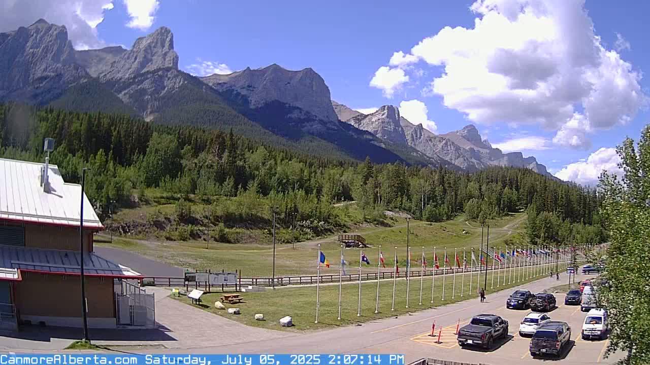 Canmore Nordic Centre Ski Slope & Mt. Rundle View Live Cam - Canmore, Alberta's Rockies, Alberta, Canada