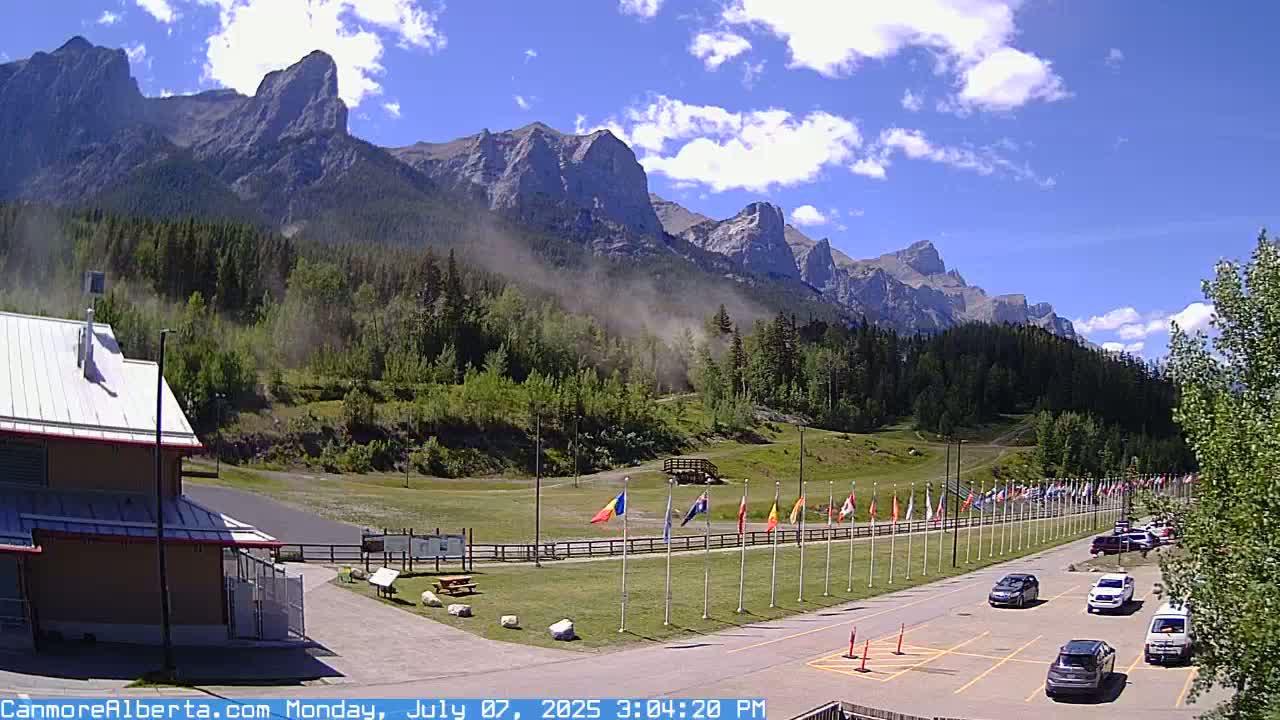 Canmore Nordic Centre Ski Slope & Mt. Rundle View Live Cam - Canmore, Alberta's Rockies, Alberta, Canada