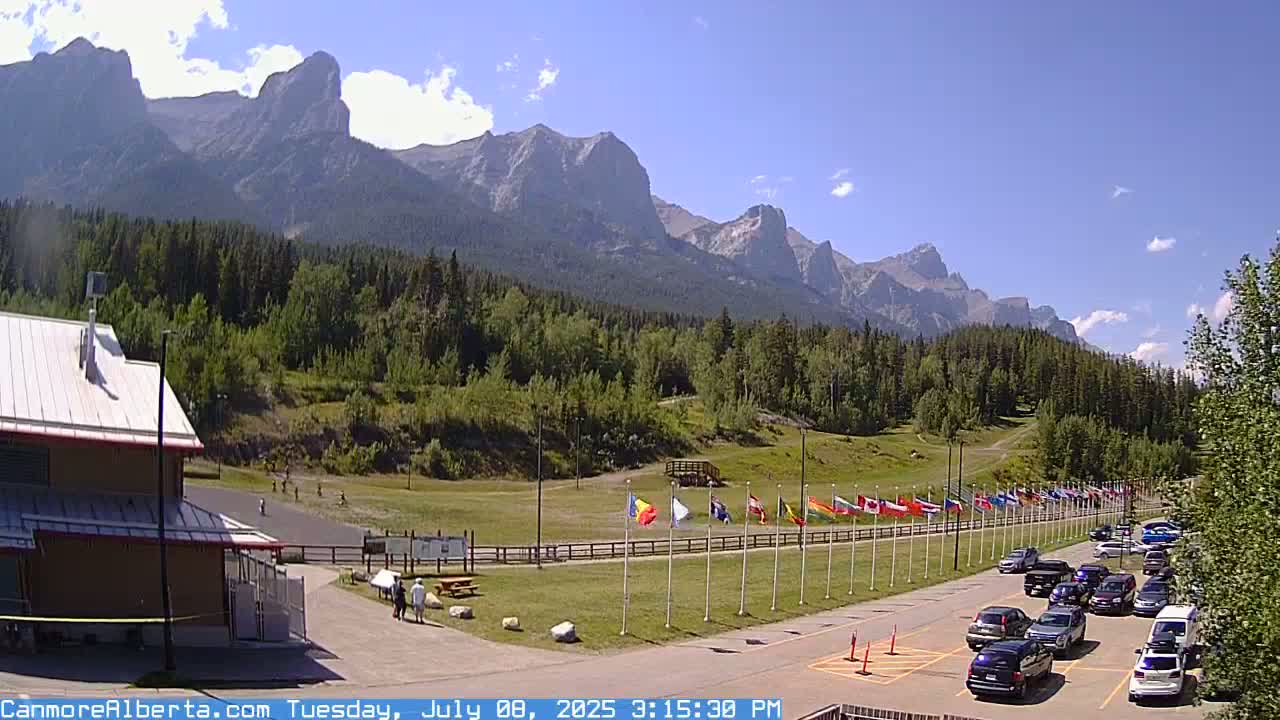 Canmore Nordic Centre Ski Slope & Mt. Rundle View Live Cam - Canmore, Alberta's Rockies, Alberta, Canada