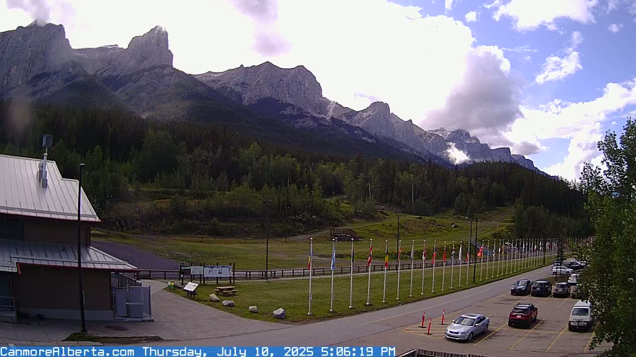 Canmore Nordic Centre Ski Slope & Mt. Rundle View Live Cam - Canmore, Alberta's Rockies, Alberta, Canada