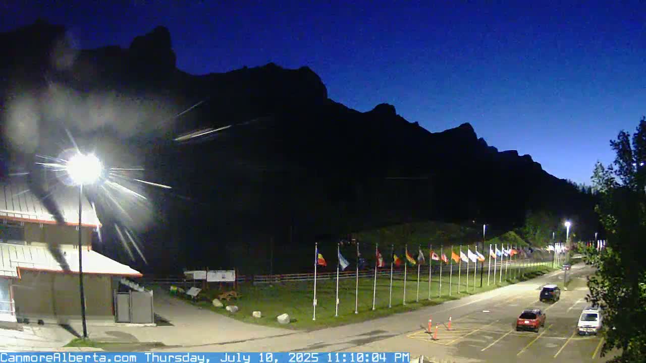 Canmore Nordic Centre Ski Slope & Mt. Rundle View Live Cam - Canmore, Alberta's Rockies, Alberta, Canada